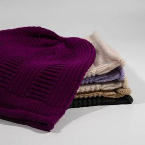 Gorro de Lana 100% Pura para Mujer, Tejido, con Protección para las Orejas, Color Sólido, para Cabezas Grandes, para Invierno, para Exteriores - Product Image 3