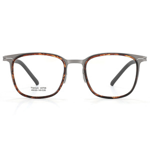 Montures de lunettes Linde Titanium 2706 rectangulaires pour hommes, écaille de tortue, monture optique Danyang, pont moyen, verres en plastique - Product Image 1