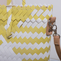 Panier de rangement pour fruits en PVC écologique, fait main, tressé avec poignée, pour la cuisine et les fêtes