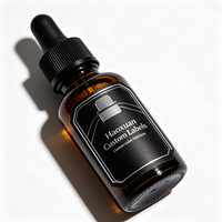 Étiquettes autocollantes en PET noir avec gaufrage argenté pour flacons compte-gouttes d'huile pour le visage Haoxuan OEM, pour emballages cosmétiques