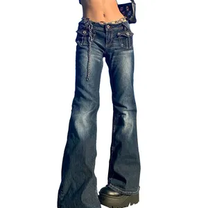 2024 весенние женские джинсы для женщин осень с высокой талией Прямые утягивающие черные расклешенные брюки для женщин