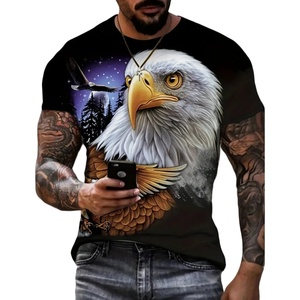 Maglietta estiva con stampa aquila animale per uomo Streetwear girocollo ampia manica corta T-Shirt Hip Hop taglia grande <span class=keywords><strong>abbigliamento</strong></span> uomo - Product Image 4