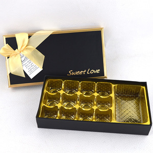 hot foil non-food grade Valentine's day 18 grid Chocolate Gift Paper Box Fashion Wedding Candy box with insert and ribbon bow