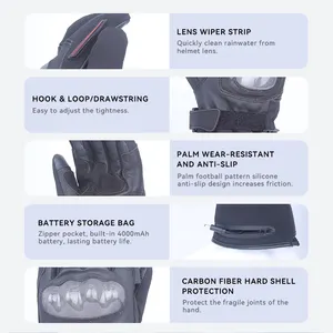 Nefes nem esneklik eldiven ısıtma şarj edilebilir pil koruma dokunmatik ekran deri motosiklet ısıtmalı eldiven