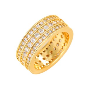 Anello Unisex di Lusso a Tre File Completamente Tempestato di Zirconi, Fascia di Alta Qualità Simbolo di Stato - Product Image 5