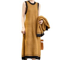 Ensemble 2 pièces de gros en tricot de couleur unie élégante en laine sur mesure pour femmes