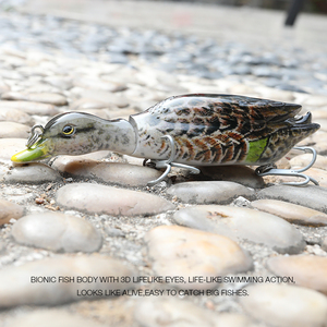 Venta directa de fábrica de topwater flotante doble articulado cebos 3D ojo pato gran pesca señuelos para bass / pike / musky - Product Image 2