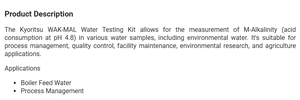 Réactif d'inspection de l'alcalinité KYORITSU WAK-MAL pH 4,8 pour la surveillance des eaux usées industrielles, non destiné à un usage médical - Product Image 3