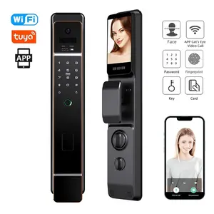 2024 New Design Fully Automatic Door Lock Tuya APP With Camera And Cat Eye Remote Control Biometric Fingerprint Intelligent lock