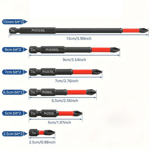 Set di Punte per Cacciavite a Impatto Premium <span class=keywords><strong>PH2</strong></span> 25mm 50mm 90mm 150mm Magnetiche S2 Esagonali Phillips con Manico in Acciaio OEM - Product Image 5