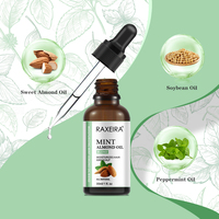 Minyak Esensial Pertumbuhan Rambut Peppermint Mint Sweet Almond Private Label, Cold Press, Menutrisi Perawatan Kulit Kepala untuk Rambut Kering dan Rusak