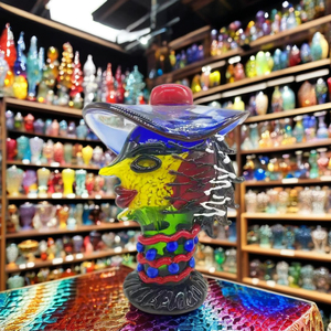 Sculpture <span class=keywords><strong>en</strong></span> <span class=keywords><strong>verre</strong></span> d'art de <span class=keywords><strong>Murano</strong></span> faite à la main Technique soufflée unique femmes portant des chapeaux Figurine de noël <span class=keywords><strong>boule</strong></span> de décoration de la maison colorée - Product Image 1