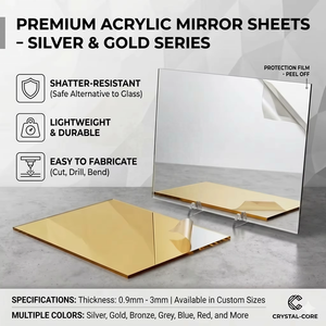Toptrend Shatterproof Self Adhesive Acrylic <b>Mirror</b> Sheet Customizable Shape Laser Cut Decorative PMMA <b>Plastic</b> <b>Mirror</b> Wall Panels - Product Image 1