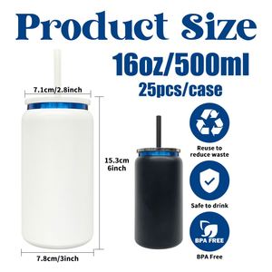 Custom logo Blue Plated Underneath Powder Coated <b>Metal</b> Stainless Steel 16oz Soda Can Cup for Laser Engrave - Product Image 3