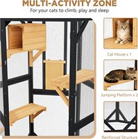 Enclos extérieur de luxe pour chat en bois de sapin, cage à chat en fil métallique, plateformes en bois à plusieurs niveaux, portes d'accès verrouillables, grand enclos de jeu pour chat