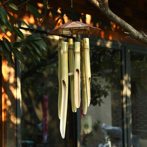 Campanas de Viento de Bambú Hechas a Mano, Decoración de Jardín para Exteriores, Estilo Retro para Colgar en la Pared, Estilo Bambú Natural 1 Estilo 2 - Product Image 1