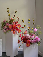 Centres de table floraux artificiels orange, fuchsia et rose pour mariage, arrangements floraux pour la table de la mariée, décoration de réception de mariage