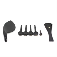 Full Size Ebony Wood Violin Parts Set Violin Accessories with Shell Inlay Chin Rest Tail Piece Peg and End Pin