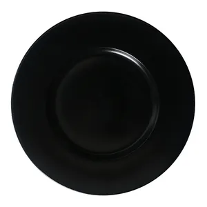bright and matte black dinnerware Dinner plate Porcelain Flat Dishes Sets Ceramic Plates customize color plate for Steak