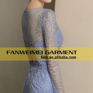 صور حقيقية عالية الجودة فاخرة مطرزة بالخرز فستان سهرة للنساء أنيق بأكمام طويلة فستان أم العروس - Product Image 6