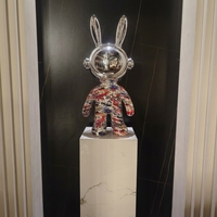 Ornements Lapin Spatial Luxe Léger, Statues d'Ours Électroplaquées, Artisanat en Résine, Ornement de Sol Haut de Gamme pour la Décoration Intérieure