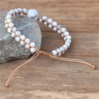 Yoga fait à la main tressé Double couches 4mm blanc Turquoise Howlite perlé Bracelets bohème pierre naturelle bijoux en gros