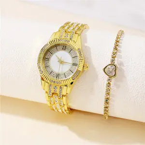Модные модные деловые Роскошные темпераментные кварцевые часы со стальным ремешком со стразами и изысканным бриллиантовым браслетом YuSa180
