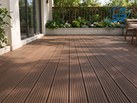 Plancher de terrasse WPC contemporain 140x25mm à trous creux, double face, bois-plastique, 24 rainures fines, 7 rainures larges, antidérapant