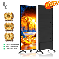 Écran LED publicitaire commercial mobile RX Factory P2.5 pour intérieur, couleur intégrale, sur pied, différentes tailles, vidéo LED 4K