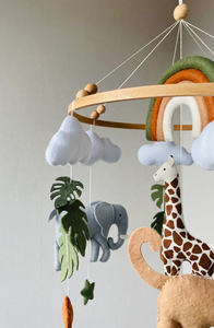CE stile personalizzato fatto a mano safari animale leone giraffa elefante zebra in feltro bambino scuola materna culla mobile con arcobaleno - Product Image 3