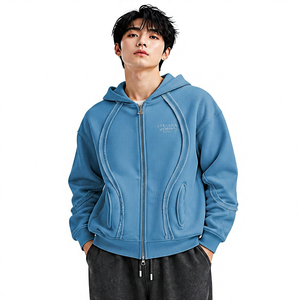 Sweat-shirt à capuche entièrement zippé de qualité supérieure, nouvelle conception, marque privée OEM, broderie personnalisée, coupé et cousu, streetwear pour hommes 2026 - Product Image 2