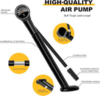 Pompe à vélo portable Prostar, gonfleur manuel pour pneus de vélo, compatible Presta et Schrader, en aluminium, 11 bars, jauge 160 PSI