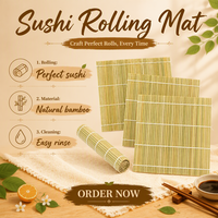 Tapis de présentation en bambou pour sushis, grand format, pour service japonais, doublure de plat, présentation de sashimi, set de table de restaurant, décoration alimentaire