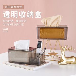 Transparent Tissue Box Organizer For Home Living Room <b>Desk</b> Storage Facial Napkin Holder Multipurpose - Product Image 1
