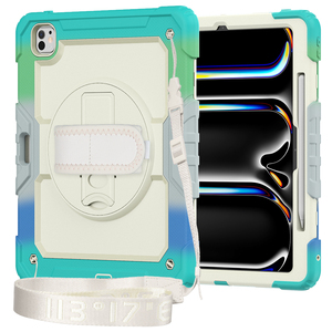 <span class=keywords><strong>Double</strong></span> Couleurs Multi-Fonctionnel pour <span class=keywords><strong>iPad</strong></span> Air 13/<span class=keywords><strong>Pro</strong></span> 13 M4 2024 Boîtier PC Support Rotatif Sangles Détachables Protecteur d'Écran Intégré - Product Image 1