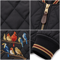 Blouson Bomber Matelassé Hiver en Nylon et Polyester Brodé Style Western Streetwear, Veste Universitaire Oversize Tendance avec Logo Personnalisé pour Hommes