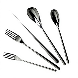 Ensemble de couverts en acier inoxydable de 5 pièces, couteau, cuillère, fourchette, noir, incroyable vente chaude - Product Image 1