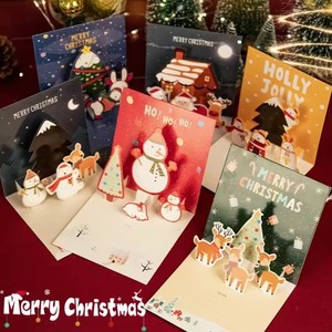 1pcs 3D Pop up Christmas Greeting Cards with Envelope Friend Family Blessing Postcard Birthday New Year Christmas Decoration - Product Image 2