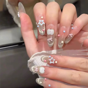 ชุด Jia ชิ้นผีเสื้อทำด้วยมือสไตล์ฝรั่งเศสแท้ชุดสีเขียวแอปเปิ้ลสวรรค์ดาวเมฆ<span class=keywords><strong>ล</strong></span>ูกเครื่องประดับบริสุทธิ์หวานสดใหม่ - Product Image 2