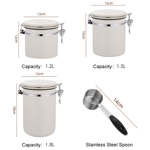 Contenitore Ermetico per Caffè in Acciaio Inox con Valvola Unidirezionale, Indicatore Data e Dosatore per Chicchi, Tè, Zucchero, Farina - Product Image 3