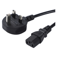 Cable de Alimentación Carryon BS de 3 Pines con Enchufe UK de 1m y 16A, 2 Tomas de Corriente Alterna, Certificación VDE CE, Conductor 100% Cobre, Extremo C17, para Electrodomésticos