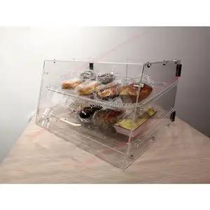 Modern POP Bakery Shop Countertop Clear Acrylic Display Cabinet Plastic Bread Showcase Bread Display Case