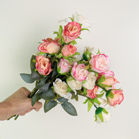 Rose artificielle vintage à 5 têtes en soie à bords effilochés, branche unique, pour la Saint-Valentin, la remise des diplômes, Pâques, accessoires photo, décoration de salon