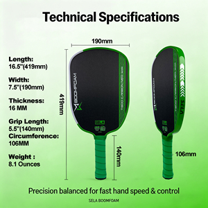 Palas <span class=keywords><strong>de</strong></span> Pickleball SELA BoomFoam <span class=keywords><strong>de</strong></span> Fibra <span class=keywords><strong>de</strong></span> Carbono T800 con Superficie <span class=keywords><strong>de</strong></span> Fricción Rugosa y Borde <span class=keywords><strong>de</strong></span> EVA GEN5 |   Logotipos Personalizados y Diseños Modernos - Product Image 2