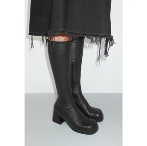 Stivali Western alla Caviglia con Tacco Spesso ed Elastico, Nuovi Stivali Versatili con Tacco Alto e Cerniera Laterale in Vera Pelle per Donna - Product Image 4