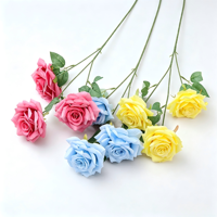 Rose artificielle en soie à trois têtes, 66 cm, fausse rose pour la décoration de la maison, des mariages, des fêtes et des centres de table