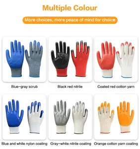 Wholesale 13gauge White Grey Nitrile Coated Guante Labor Cheap Safety Work Gloves For Industrial Construction