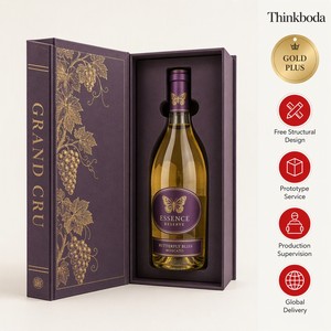 Professional Custom Purple Book Style <strong>Wine</strong> Gift Box Gold Foil Grapevine Hinged Insert Moscato White Bottle Packaging Master - Product Image 1