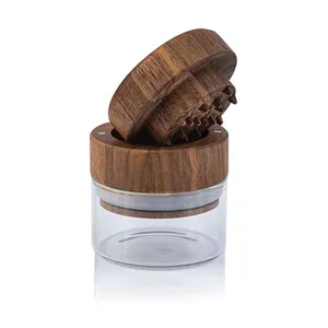 2023 new products wooden grinder walnut herb grinders 2.5 inch 3 layers spice grinder free custom logo