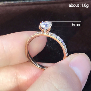 Anillo de compromiso de oro para mujer H544 con centro de cristal rosa y banda de diamantes de imitación para joyería de boda - Product Image 4
